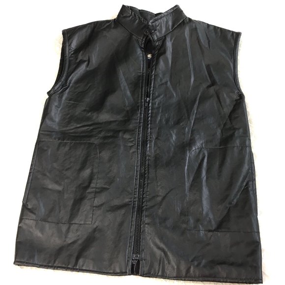 Faux Leather Fishing Lure Print Lined Vest - Picture 1 of 6